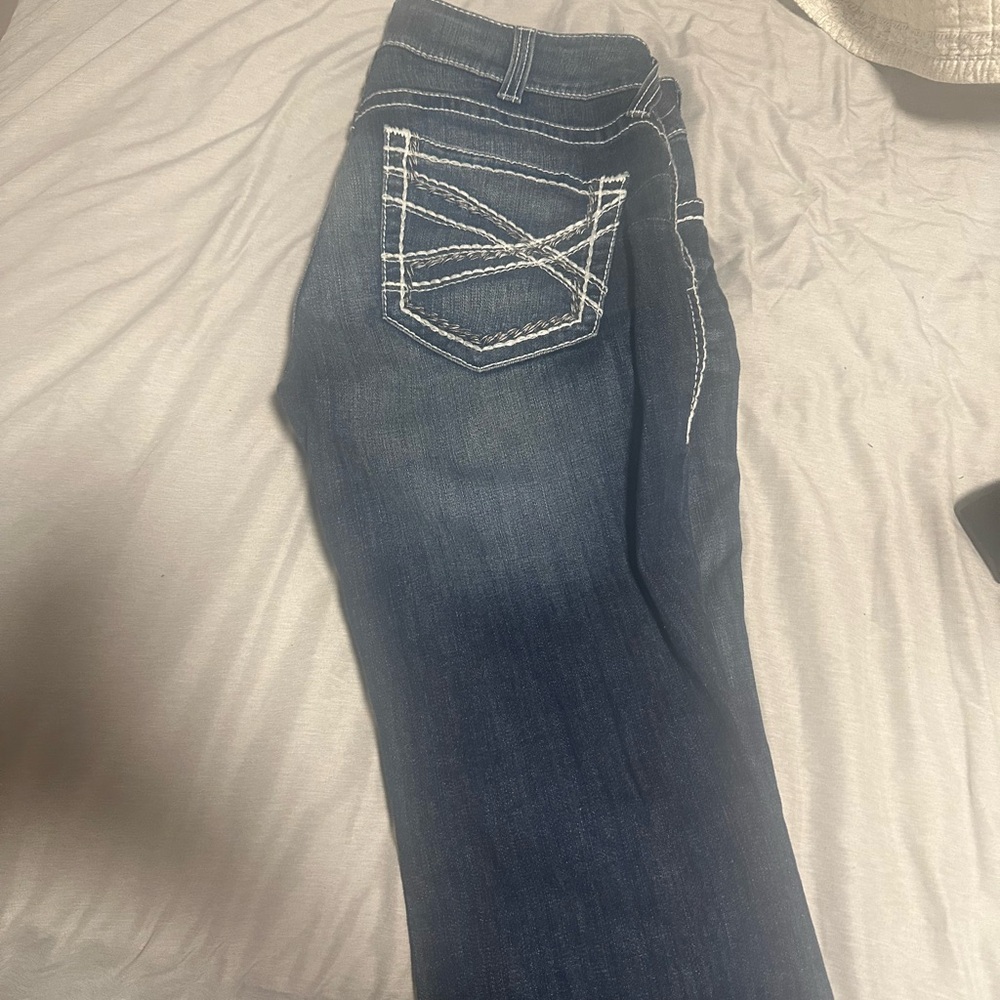Ariat Blue Boot Cut Jeans with Decorative Stitching